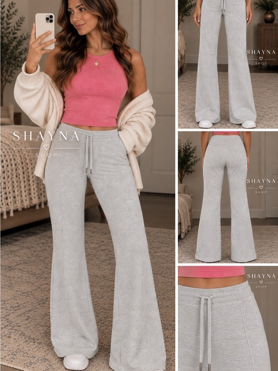Zenana Outfitters Pants - Zenana Scuba Heather Gray Lounge Flared Pants